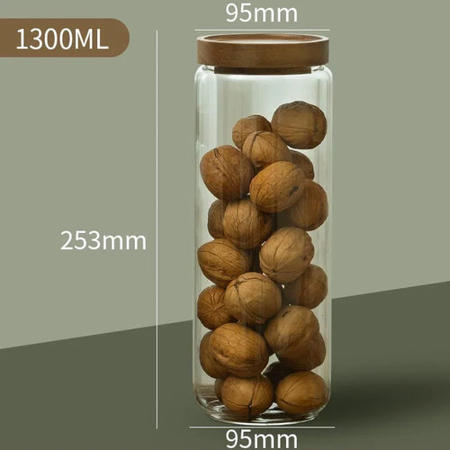Glass Storage Canister with Wood Lid