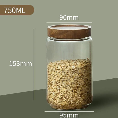 Glass Storage Canister with Wood Lid