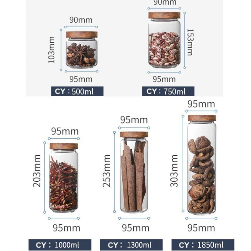 Glass Storage Canister with Wood Lid