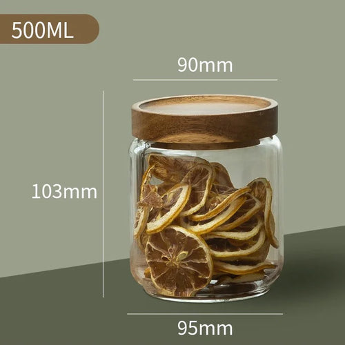 Glass Storage Canister with Wood Lid