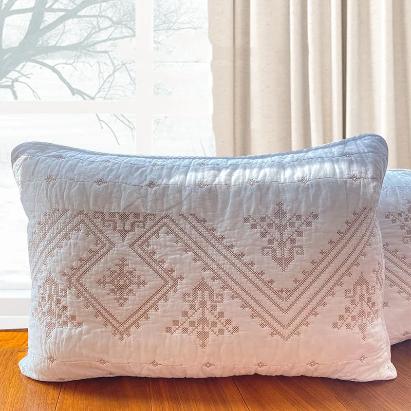 Embroidered Cotton Pillow Cover Set