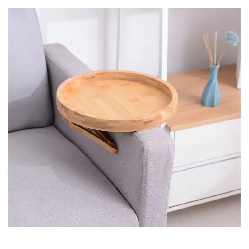Sofa Tray Table Sofa Armrest Clip-On Tray Natural wooden Sofa Tray