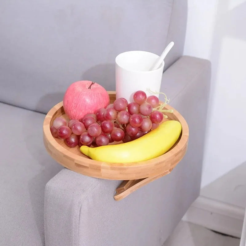 Sofa Tray Table Sofa Armrest Clip-On Tray Natural wooden Sofa Tray