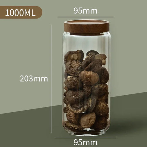 Glass Storage Canister with Wood Lid