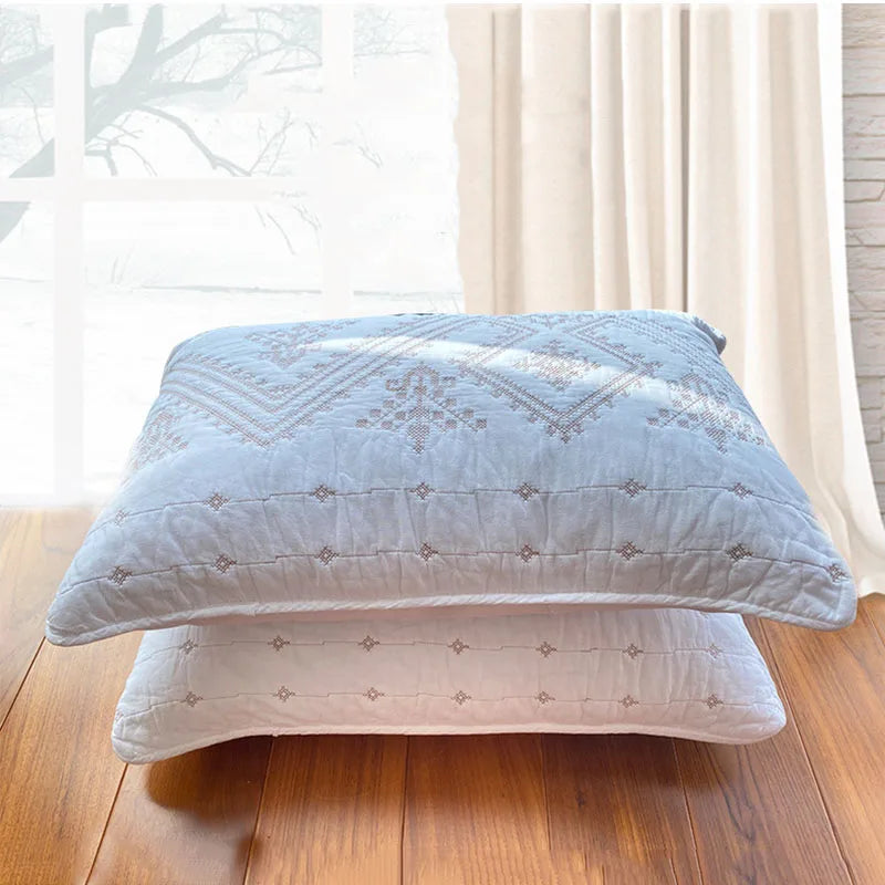 Embroidered Cotton Pillow Cover Set