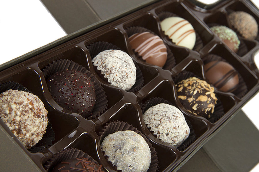 Gourmet Chocolate Truffle Gift Box – 12 Handcrafted Truffles in Wine